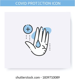 Moisturizing hand sanitizer line icon. Skin care antiseptic. Hand disinfection. Hygiene and disinfection concept. Coronavirus spread prevention spread. Isolated vector illustration. Editable stroke