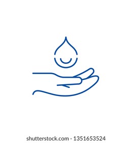 Moisturizing hands line icon concept. Moisturizing hands flat  vector symbol, sign, outline illustration.