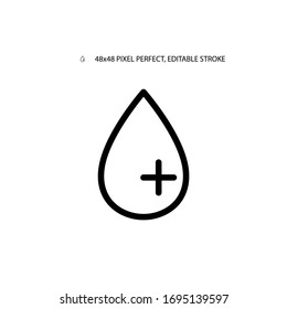 Moisturizing, hydration simple line icon vector illustration. Editable stroke. 48x48 Pixel Perfect.