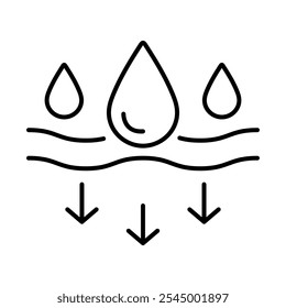 Ícone de Hidratação - Absorção de Gotas de Água, Representando Hidratação, Cuidados com a Pele e Suavização