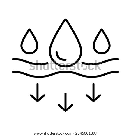 Moisturizing Icon – Water Droplets Absorbing, Representing Hydration, Skin Care, and Softening