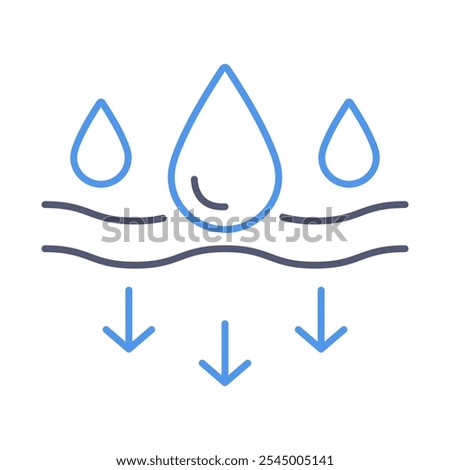 Moisturizing Icon – Water Droplets Absorbing, Representing Hydration, Skin Care, and Softening
