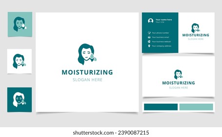 Moisturizing logo design with editable slogan. Branding book and business card template.
