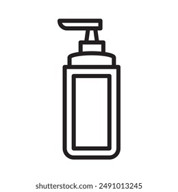 Moisturizing lotion bottle icon Black line art vector logo