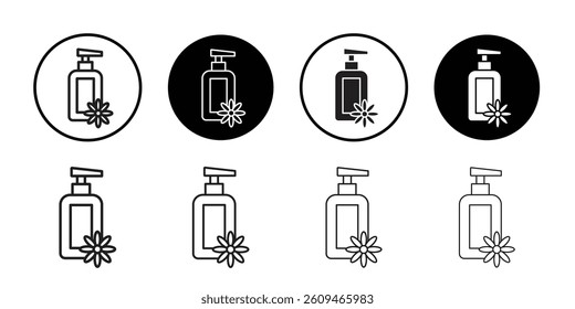 Moisturizing lotion bottle icon Line Art Logo set