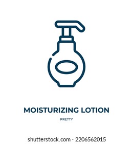 Moisturizing lotion icon. Linear vector illustration from pretty collection. Outline moisturizing lotion icon vector. Thin line symbol for use on web and mobile apps, logo, print media.