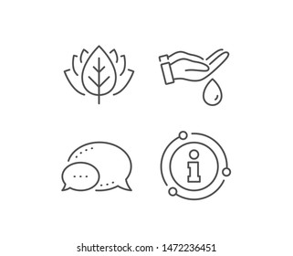 Moisturizing oil line icon. Chat bubble, info sign elements. Wash hands symbol. Skin care sign. Linear wash hands outline icon. Information bubble. Vector