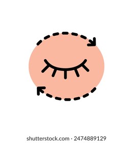 Moisturizing skin around the eyes color icon. Skin care. Cosmetic procedure. Woman applying eye cream flat icon. Pictogram for web page, mobile app. UI UX GUI design element.