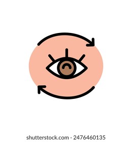 Moisturizing skin around the eyes color icon. Cosmetic procedure. Applying eye cream icon. Skincare illustration, sign for cosmetics store. Simple flat icon. Vector isolated drawing.