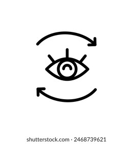 Moisturizing skin around the eyes line icon. Cosmetic procedure. Applying eye cream outline icon. Skincare illustration, sign for cosmetics store. Simple outline icon. Vector isolated outline drawing.