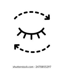 Moisturizing skin around the eyes line icon. Skin care. Cosmetic procedure. Woman applying eye cream outline icon. Pictogram for web page, mobile app. UI UX GUI design element.