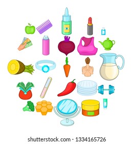 Moisturizing the skin icons set. Cartoon set of 25 moisturizing the skin product vector icons for web isolated on white background
