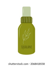 Moisturizing squalane for face. Natural skin care product. Morning routine. Hand drawn organic product. Vector illustration in flat cartoon style