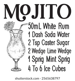 
Mojito 50ml White Rum Cocktails Recipe T shirt