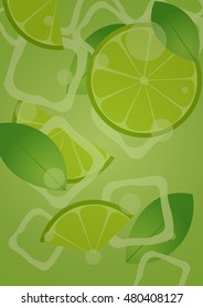 Mojito background. Fresh mojito with lime and green mint leaves