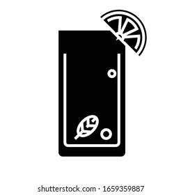 Mojito cocktail black icon, concept illustration, vector flat symbol, glyph sign.