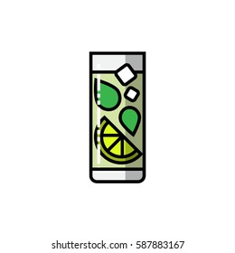 Mojito cocktail flat bright icon