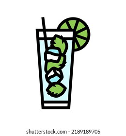 mojito cocktail glass drink color icon vector. mojito cocktail glass drink sign. isolated symbol illustration