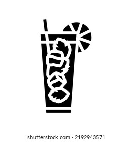 mojito cocktail glass drink glyph icon vector. mojito cocktail glass drink sign. isolated symbol illustration