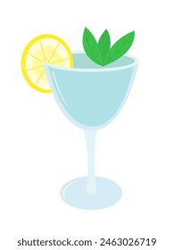 Mojito cocktail in a glass with a slice of lemon vector clipart