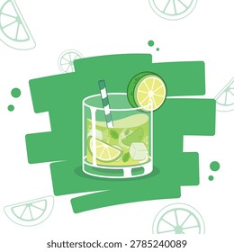 Mojito cocktail glass vector illustration