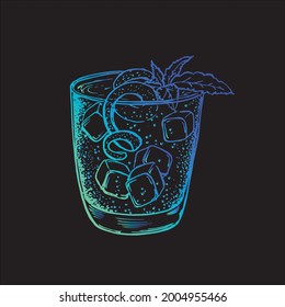 Mojito cocktail hand drawn. Vector.	