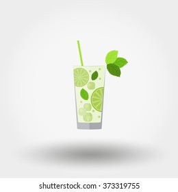 Mojito. Cocktail. Icon for web and mobile application. Vector illustration on a white background. Flat design style.