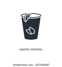 mojito cocktail with lime and mint icon. simple element illustration. isolated trendy filled mojito cocktail with lime and mint icon on white background. can be used for web, mobile, ui.