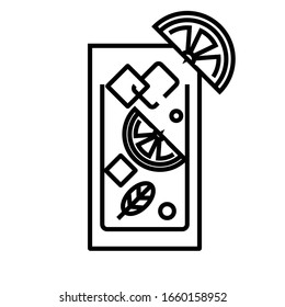 Mojito cocktail line icon, concept sign, outline vector illustration, linear symbol.