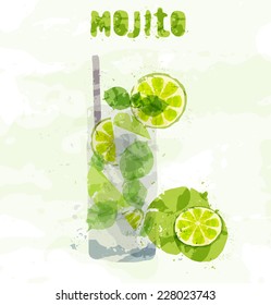 Mojito cocktail with a slice of lime
