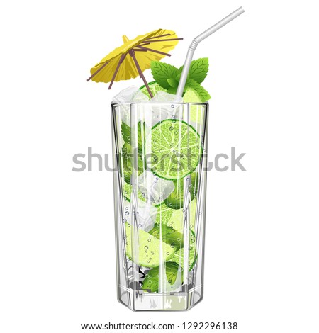 Image, Stock Photo Mojito, traditional Cuban cocktail made with white rum, sugar, lime juice, sparkling water, and mint leaves.