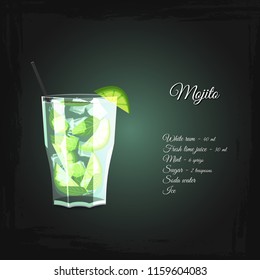 Mojito cocktail vector