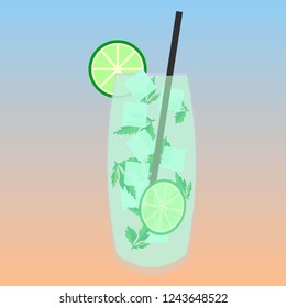 Mojito cocktail vector icon