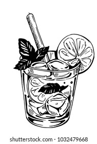 Mojito cocktail. Vector illustration. Isolated outline