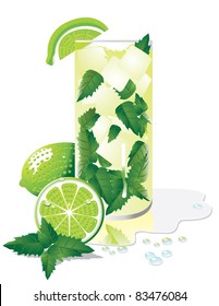 Mojito A delicious Mojito cocktail with fresh limes and mint. Vector illustration. Grouped for easy editing.