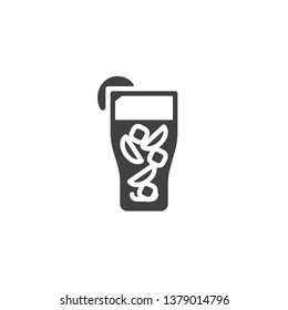 Mojito drink glass vector icon. filled flat sign for mobile concept and web design. Tropical cocktail mojito glyph icon. Symbol, logo illustration. Pixel perfect vector graphics