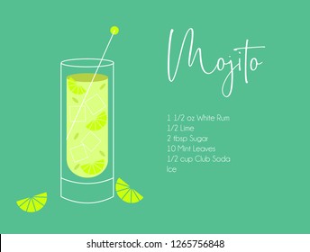 Mojito green cocktail minimal design