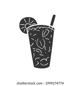 Mojito Icon Silhouette Illustration. Cocktail Drink Decoration Vector Graphic Pictogram Symbol Clip Art. Doodle Sketch Black Sign.