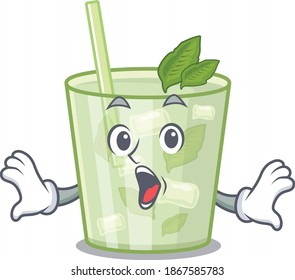 Mojito lemon cocktail mascot design concept having a surprised gesture