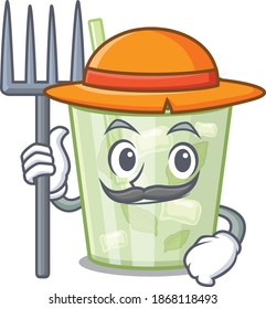 Mojito lemon cocktail mascot design working as a Farmer wearing a hat