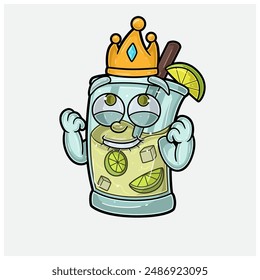 Mojito Mascot Character Cartoon With Happy expression. For brand, label, packaging and product. Vector Illustration