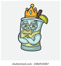 Mojito Mascot Character Cartoon With Jealous expression. For brand, label, packaging and product. Vector Illustration