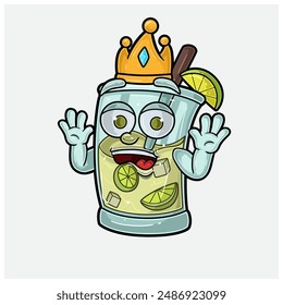 Mojito Mascot Character Cartoon With Shocked expression. For brand, label, packaging and product. Vector Illustration