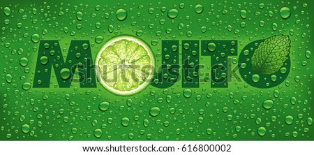 Similar – Image, Stock Photo Mojito with lime and strawberry. Amazing iced strawberry lemonade drink on green
