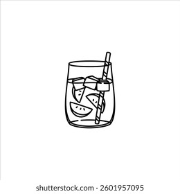 mojito outline illustration. beverage black line illustration.
