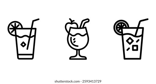 mojito outline or line icon design bundle.
