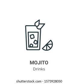 Mojito outline vector icon. Thin line black mojito icon, flat vector simple element illustration from editable drinks concept isolated on white background