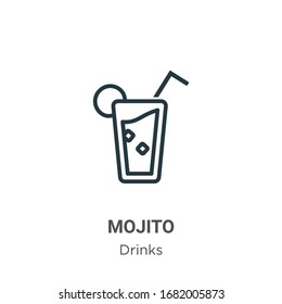 Mojito outline vector icon. Thin line black mojito icon, flat vector simple element illustration from editable drinks concept isolated stroke on white background