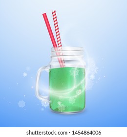 Mojito in realistic style isolated on blue background. Simple Mojito sign symbol in 3d realistic style. Cocktail Vector illustration for your design