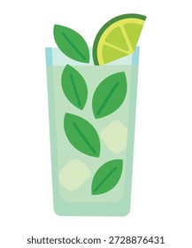 Mojito Sommer erfrischenden Cocktail mit Eiskalk und Minze Vektor.